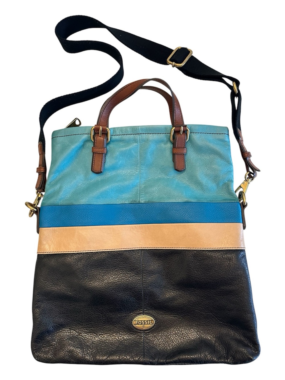 Fossil | Convertible Color-Block Leather Crossbody Bag / Tote